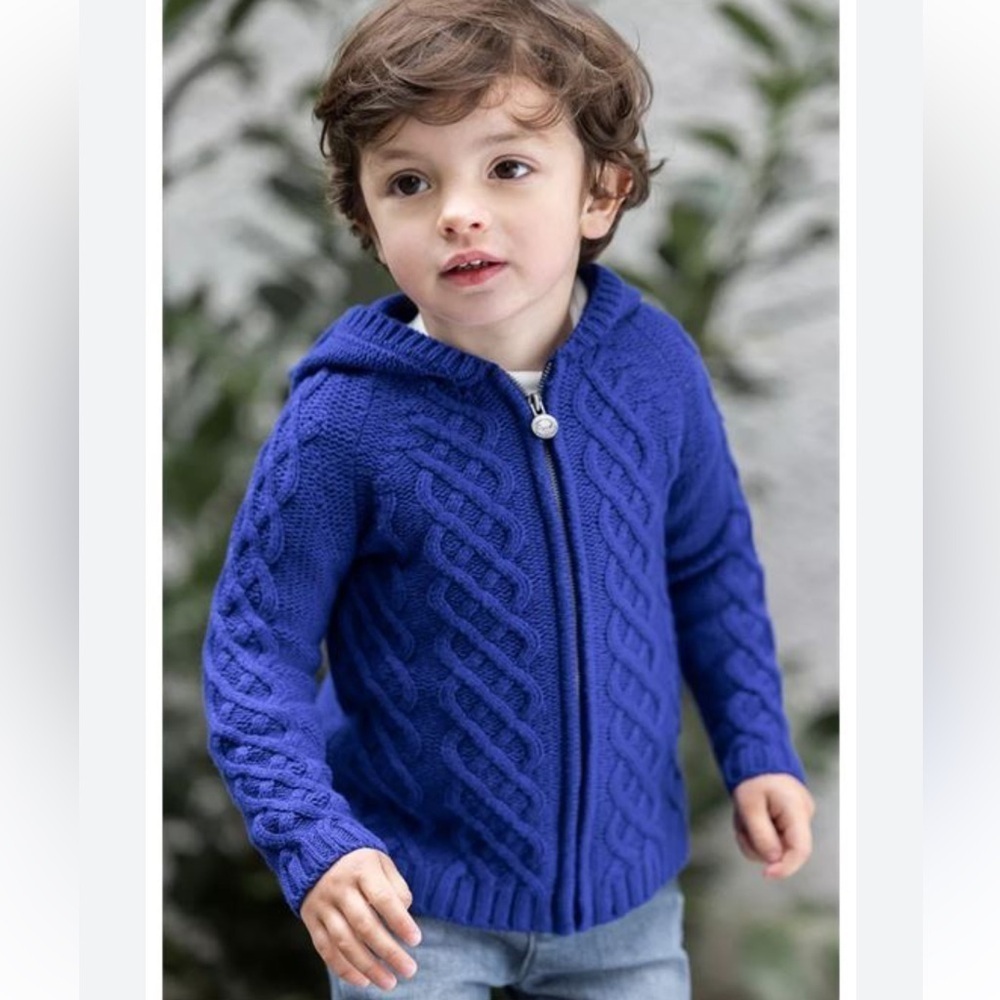 Tartine et Chocolat blue cotton zip front cardigan sweater 8